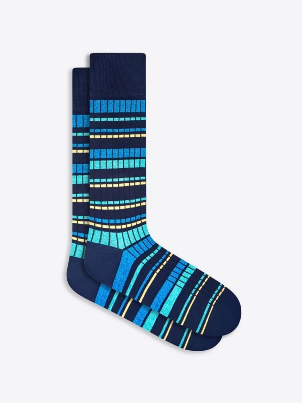 Bugatchi Men's Navy Blue Striped Dress Socks